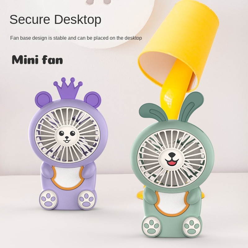 Quạt USB Mini Cầm Tay Dễ Thương Có Đèn Ngủ Tiện Dụng Cho Học Sinh