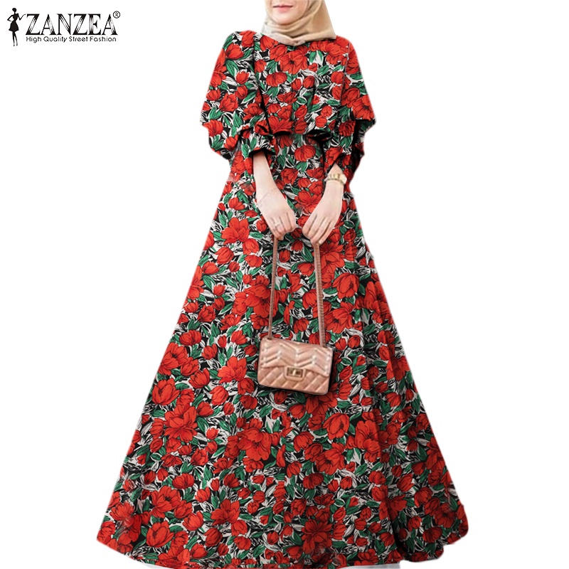 Zanzea Đầm Dài In Hoa Thời Trang Nữ Tính