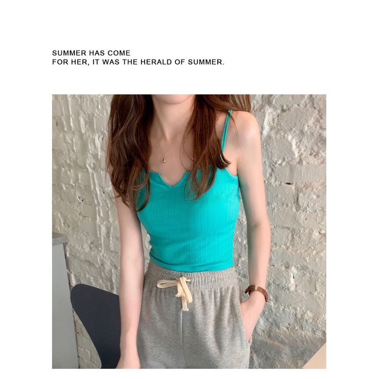 Áo Tank Top Cổ Chữ V Màu Trơn Thiết Kế Mỏng Thời Trang Mùa Hè Dành Cho Nữ
