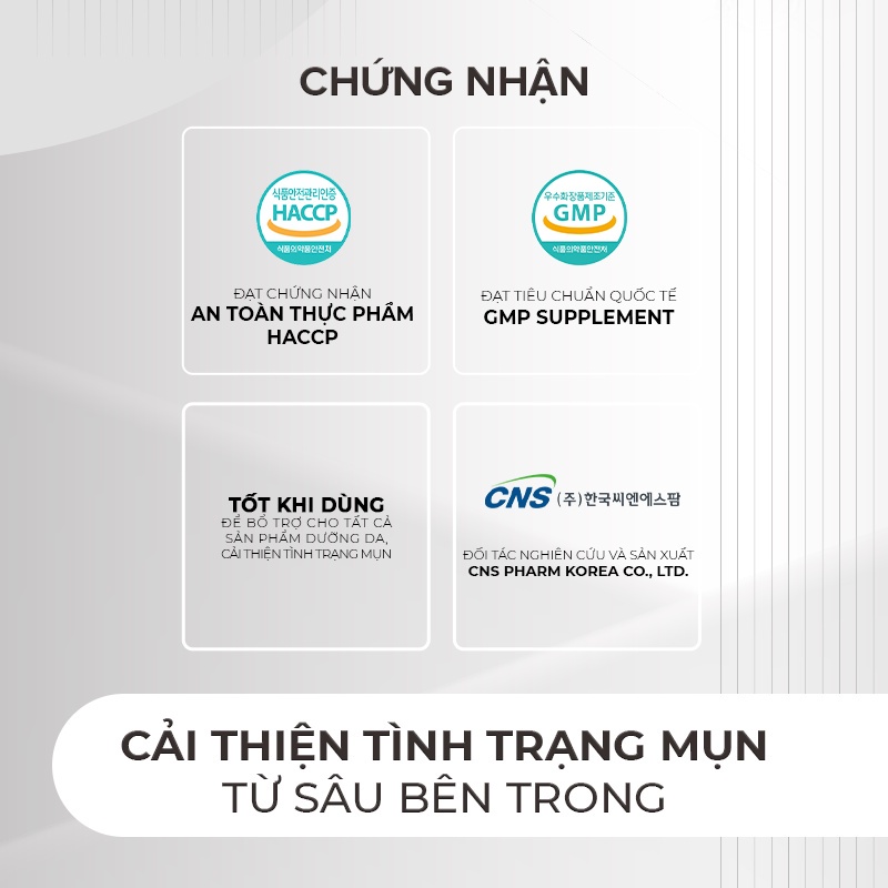 Viên uống Kẽm giảm mụn Blissberry Pureskin Acne Support K21 20 viên