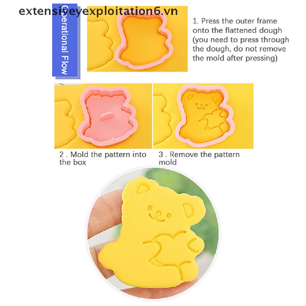 Bộ 8 Khuôn Cắt Tạo Hình Bánh Quy Hình Gấu 3D Bằng Nhựa