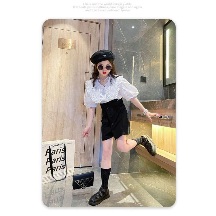 Set Áo Sơ Mi Tay Ngắn + Chân Váy Ngắn Thời Trang Mùa Hè Cho Bé Gái 5-8 - 12-14 Tuổi