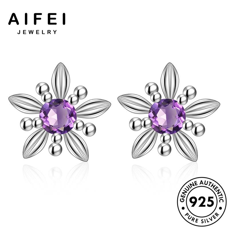 AIFEI JEWELRY tròn thời nữ vành tai bông tím phụ tua khuyên xỏ quốc bạc bản kiện anh hàn trang thạch sức thật 925 thời nguyên hoa Thời trang E124