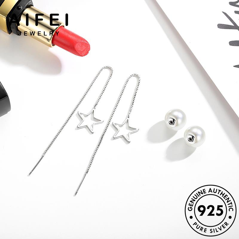 AIFEI JEWELRY thời bạc sao quốc kiện tua Thời tai xỏ khuyên nữ hàn bông vành thật nguyên trai rỗng ngọc trang phụ bản ngôi sức tròn 925 E667