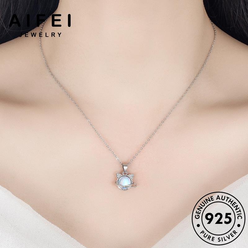 AIFEI JEWELRY thời dây phụ thương opan nữ dễ vòng hàn trang cổ mèo bản kiện chuyền con sức thật 925 bạc nguyên quốc S28