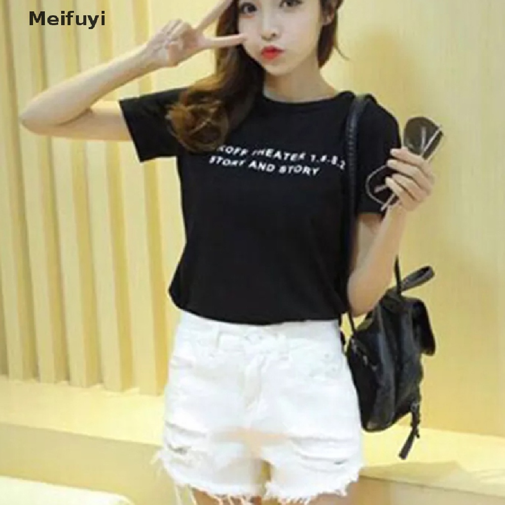 [Meifuyi] Quần Short Jean Rách Dáng Chữ A Lưng Cao Màu Kẹo Phong Cách Mới Mùa Hè Cho Nữ