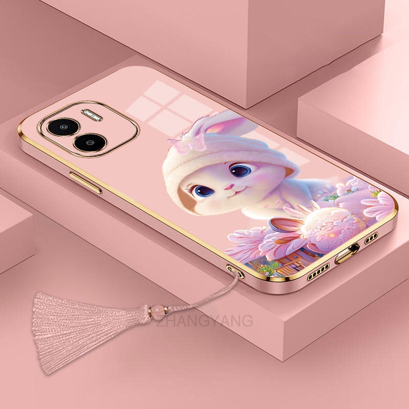 ốp lưng Redmi A1 Redmi A1 Pro Ốp Điện Thoại Tpu Dẻo Mạ Màu Gradient In Hình Thỏ Kèm Dây Đeo Cho Redmi A1 Redmi A1 Pro