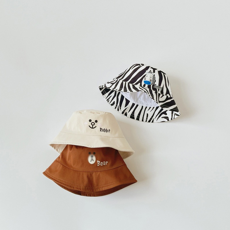 Nón Tai Bèo Vành Rộng Họa Tiết Gấu Hoạt Hình Thời Trang Xuân Hè Cho Bé 6-24 Tháng Tuổi
