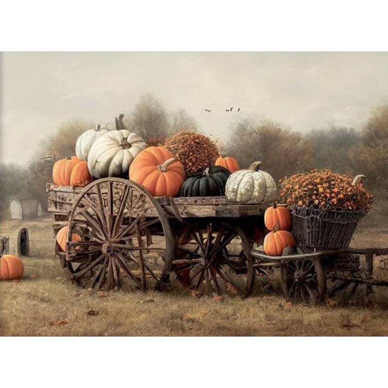 Thư Viện Mùa Thu canvas In Cảnh Quan Bí Ngô Nghệ Thuật Trang Trí Nhà Nông Trại