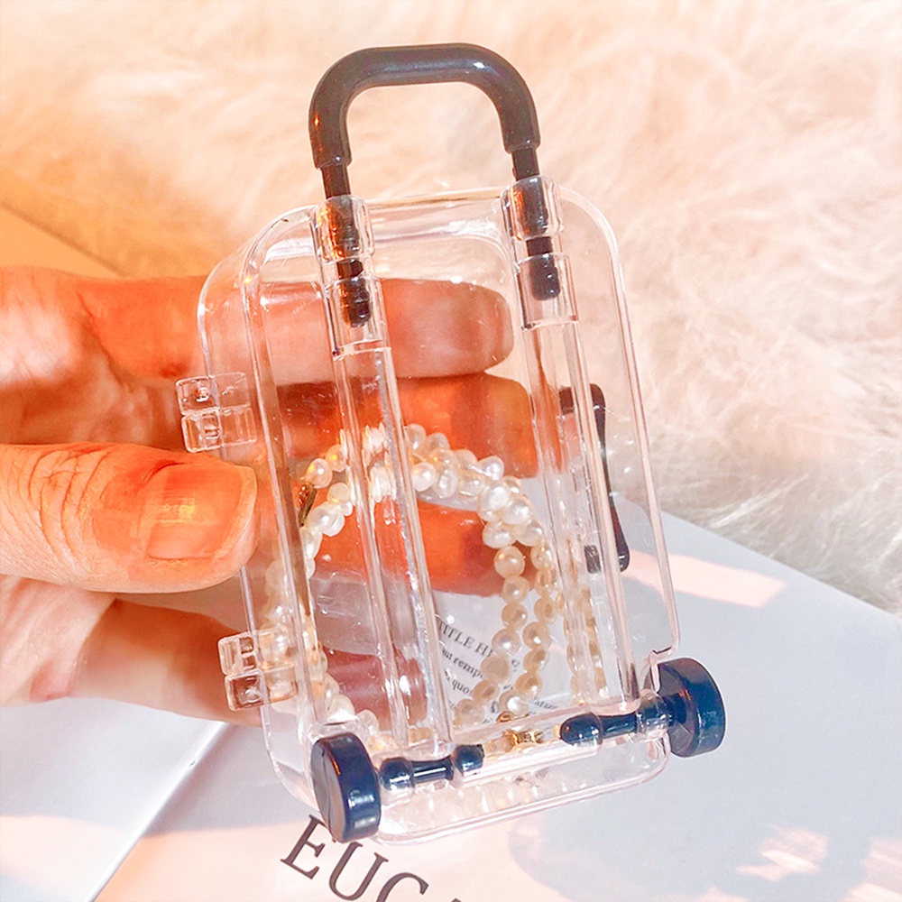 Hộp Đựng Trang Sức Để Bàn Trong Suốt Hình Vali Mini Đơn Giản Sáng Tạo