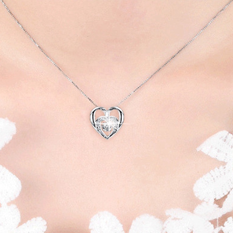 Vòng cổ Mạ Bạc 925 Mặt Trái Tim Đôi Mới