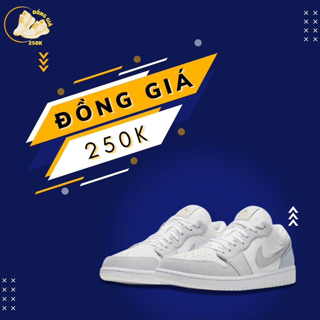 Giày thể thao Jordan paris cổ thấp hàng 11 Full Box, Giày sneaker Jordan JD1 thấp cổ màu xám xanh full size nam nữ