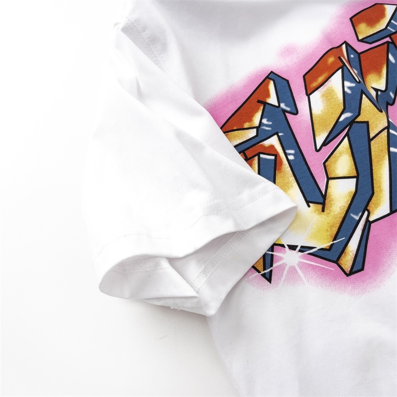 Áo Thun Cotton Tay Ngắn Cổ Tròn In Chữ Graffiti Plus Size Unisex