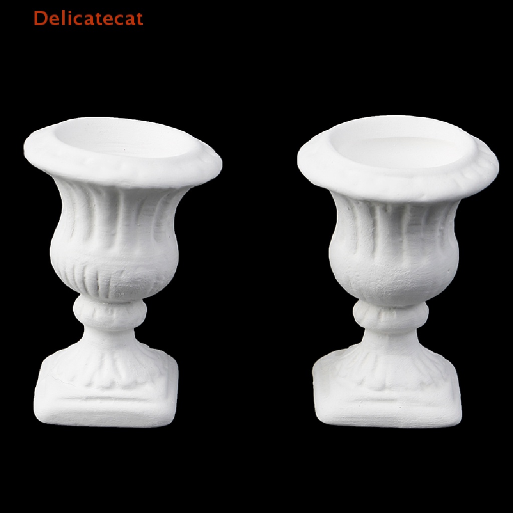 Bộ 2 Chậu Hoa Trắng Tỷ Lệ 1: 12 Dùng Trang Trí Nhà Búp Bê