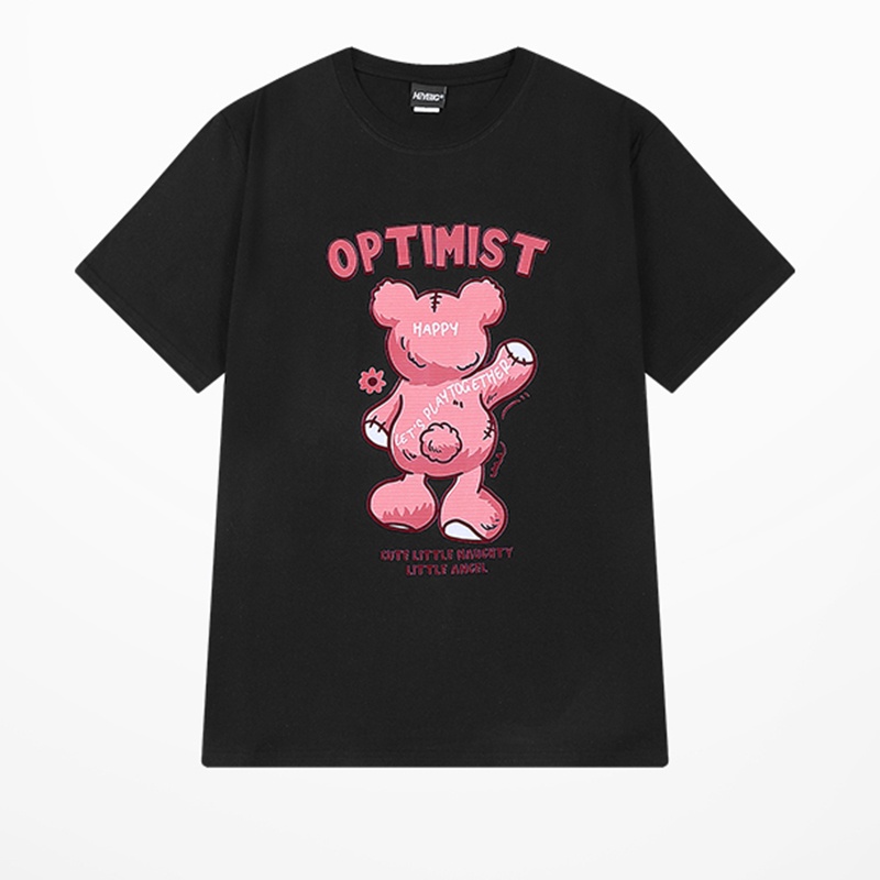 IELGY Áo Thun Tay Ngắn Dáng Rộng In Hình Gấu Kiểu Mỹ Xinh Xắn Cho Cặp Đôi