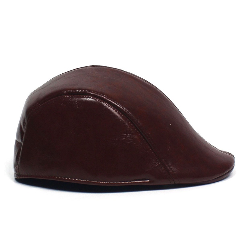 Fancy Mũ Beret Da Màu Đen Xám Trơn Phong Cách Anh Quốc Cổ Điển Thời Trang Xuân Thu Có Thể Điều Chỉnh Được Dành Cho Nam