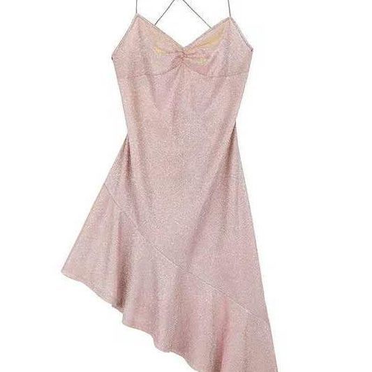 Đầm Ngắn Cổ Chữ V Thiết Kế Không Đồng Đều Quyến Rũ Thời Trang Mùa