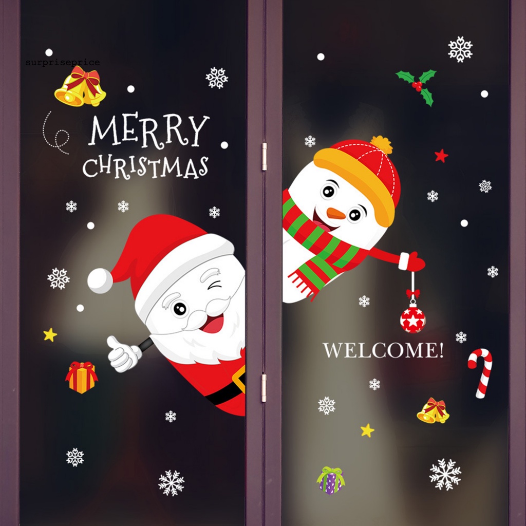 Sticker Dán Tường Trang Trí Giáng Sinh / SPA / Tàu Lửa / Nhà Ở Hình Ông Già Noel