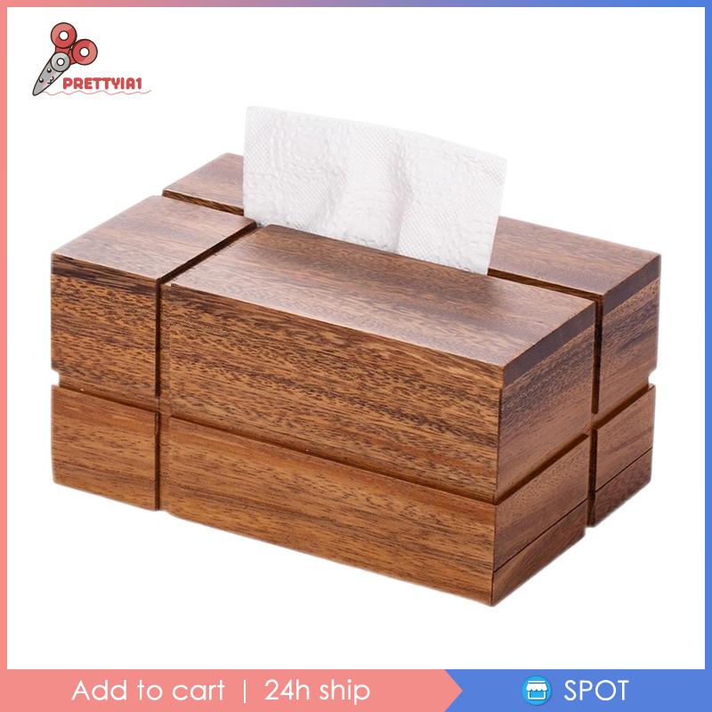 [Prettyia1] Hộp Đựng Khăn Giấy Bằng Gỗ Trơn Cổ Điển Trang Trí Nhà Hàng / Văn Phòng