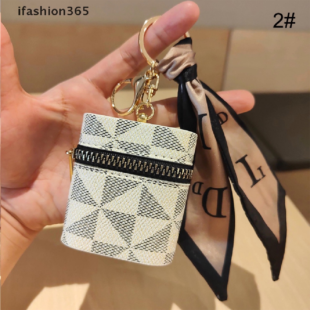 Túi Đựng Tai Nghe / Tiền Xu / Son Môi Hình Vuông Mini Có Khóa Kéo ifashion365