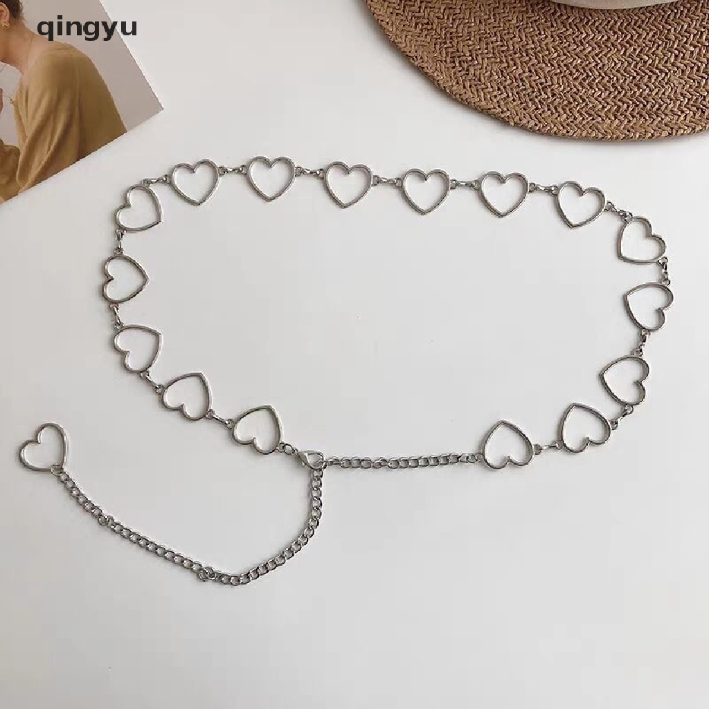 Thắt Lưng Dây Xích 100cm Mặt Trái Tim Khoét Rỗng Phong Cách Hip Hop Thời Trang Cho Nữ