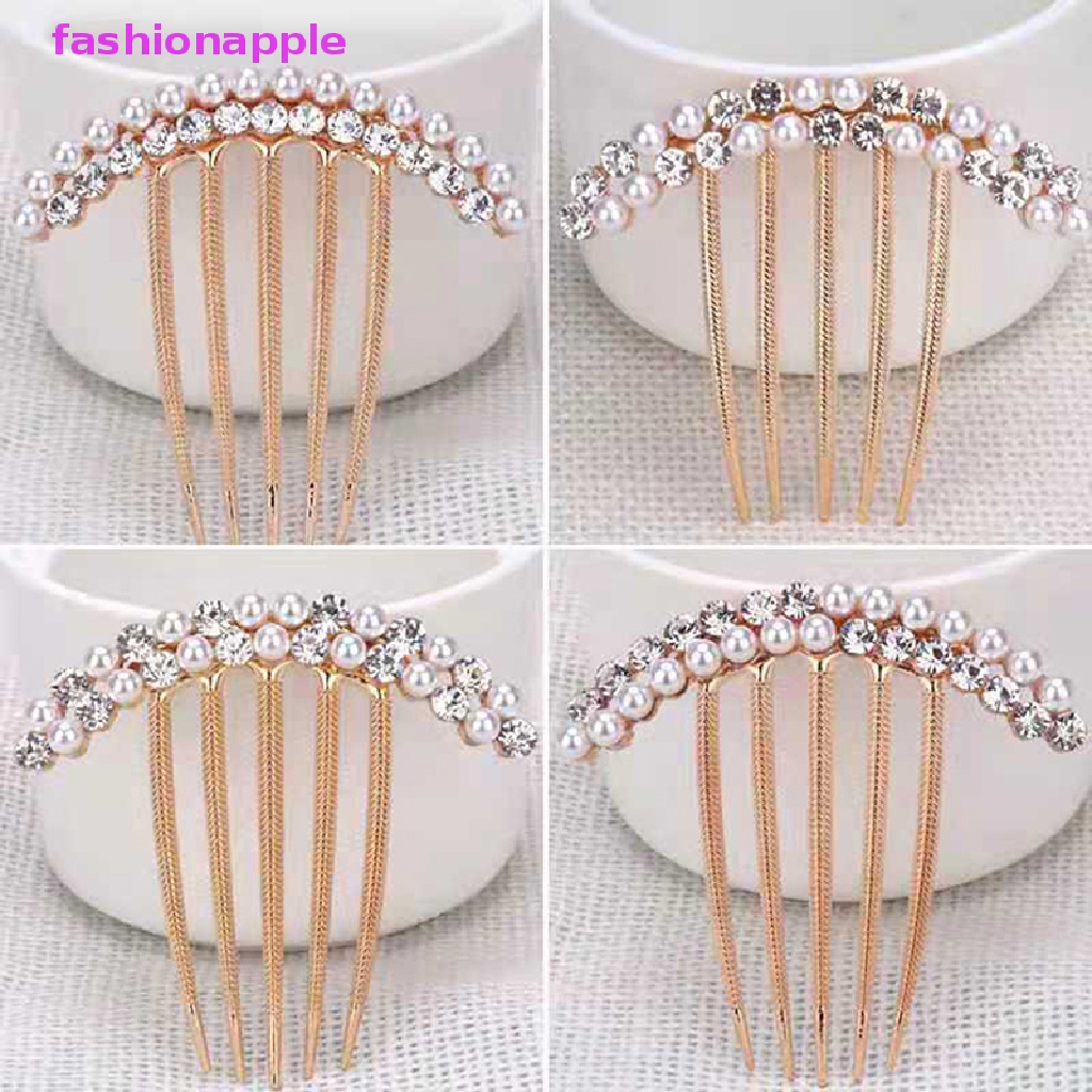 Lược Cài Tóc 5 Răng Đính Ngọc Trai Sang Trọng Cho Cô Dâu