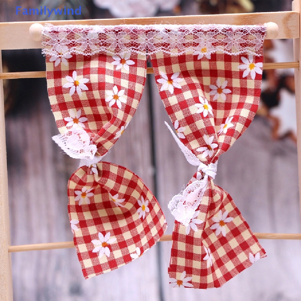 1 Rèm Cửa Ren Họa Tiết Hoa Cúc Xinh Xắn Cho Nhà Búp Bê Tỉ Lệ 1: 12