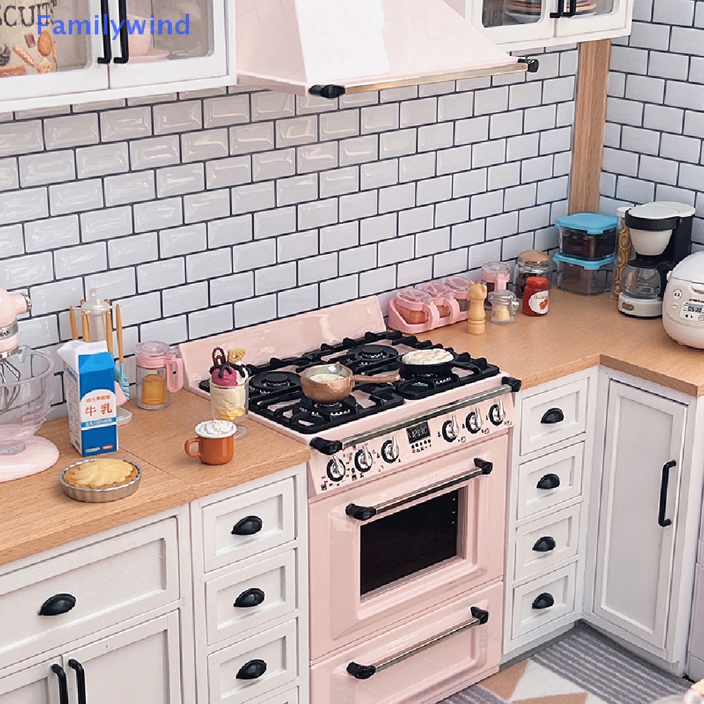 Sticker Dán Tường Giả Gạch Màu Trắng Trang Trí Nhà Búp Bê DIY 1: 12