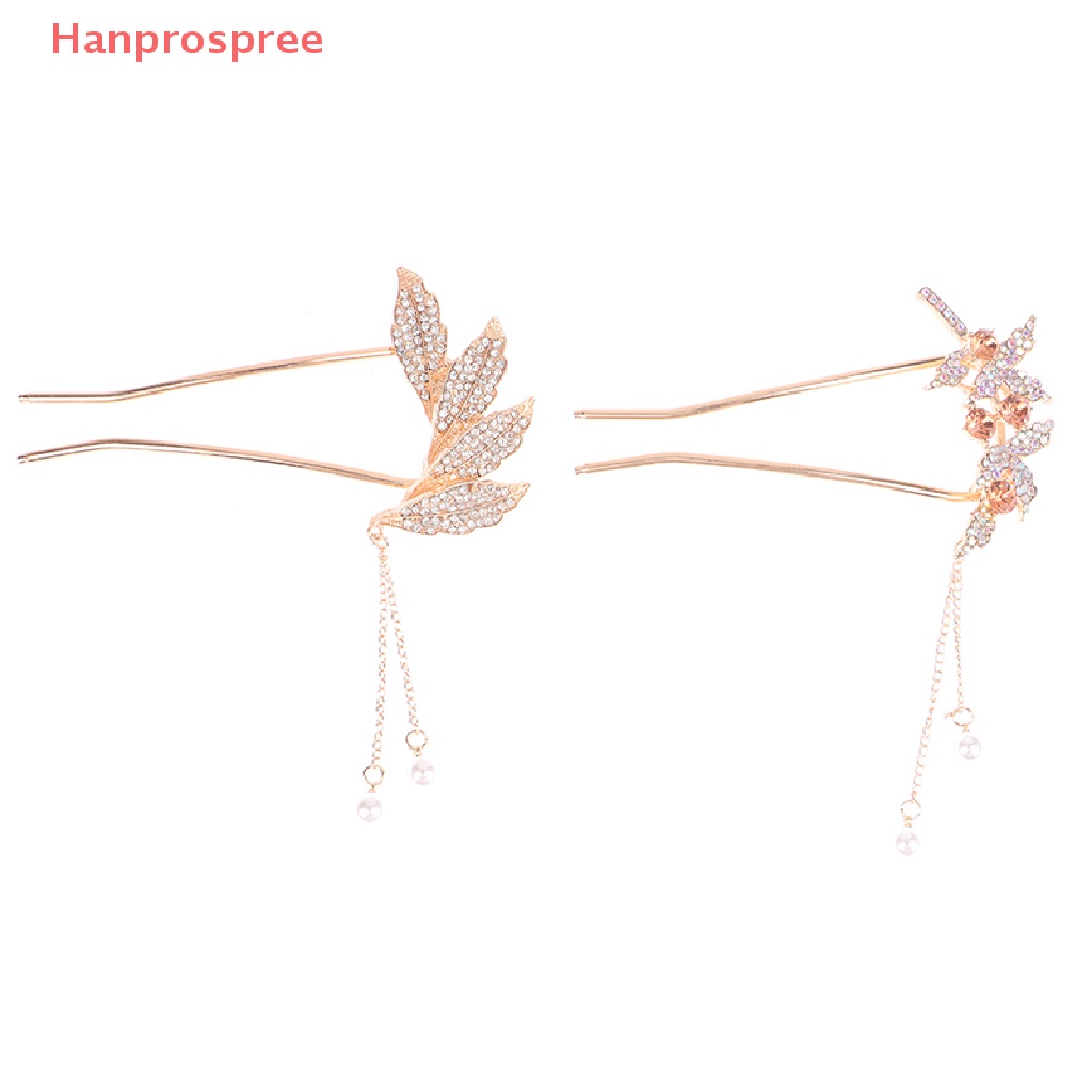 (Hanprospree) Kẹp Tóc Hợp Kim Hình Chữ U Đính Ngọc Trai Và Kim Cương Giả Thanh Lịch Thời Trang