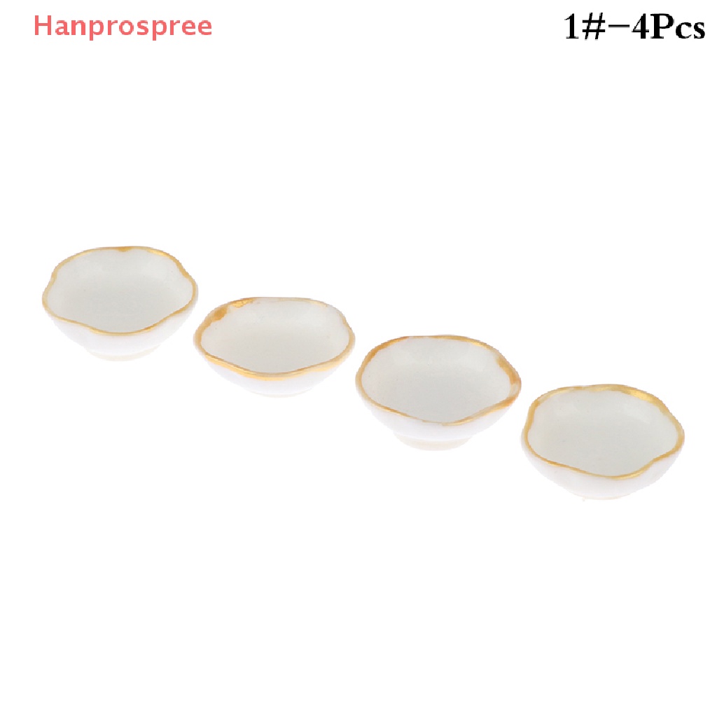 Bộ 4 Chén Dĩa Đựng Bánh Tráng Miệng Trang Trí Nhà Búp Bê Tỉ Lệ 1: 12