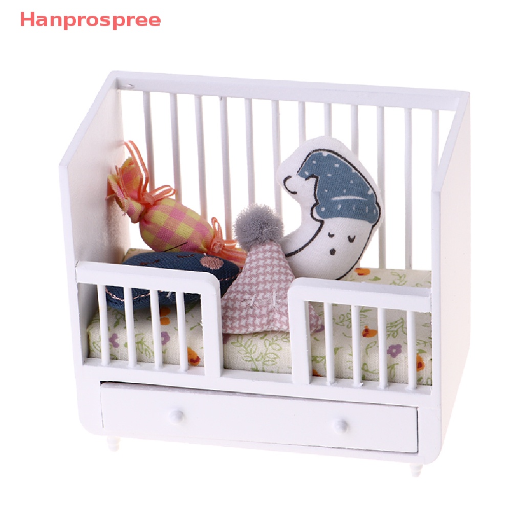 Giường Ngủ Em Bé Mini Có Gối Tựa Trang Trí Nhà Búp Bê Tỉ Lệ 1: 12