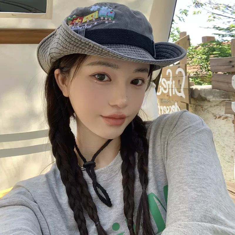 Mũ Bucket Thêu Họa Tiết Phong Cách Dân Tộc Hợp Thời Trang