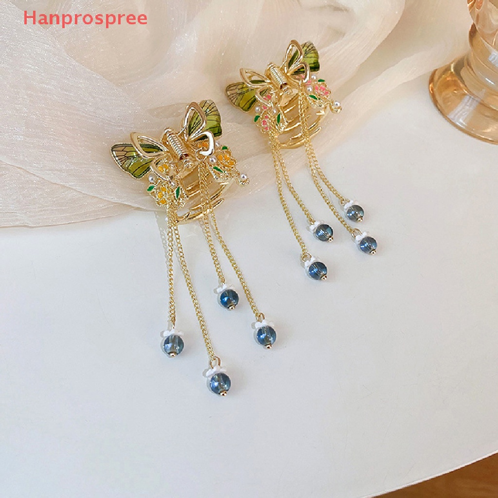 Kẹp Tóc Hình Hoa / Bướm Đính Ngọc Trai Dáng Dài Phong Cách Vintage Thời Trang Cho Nữ