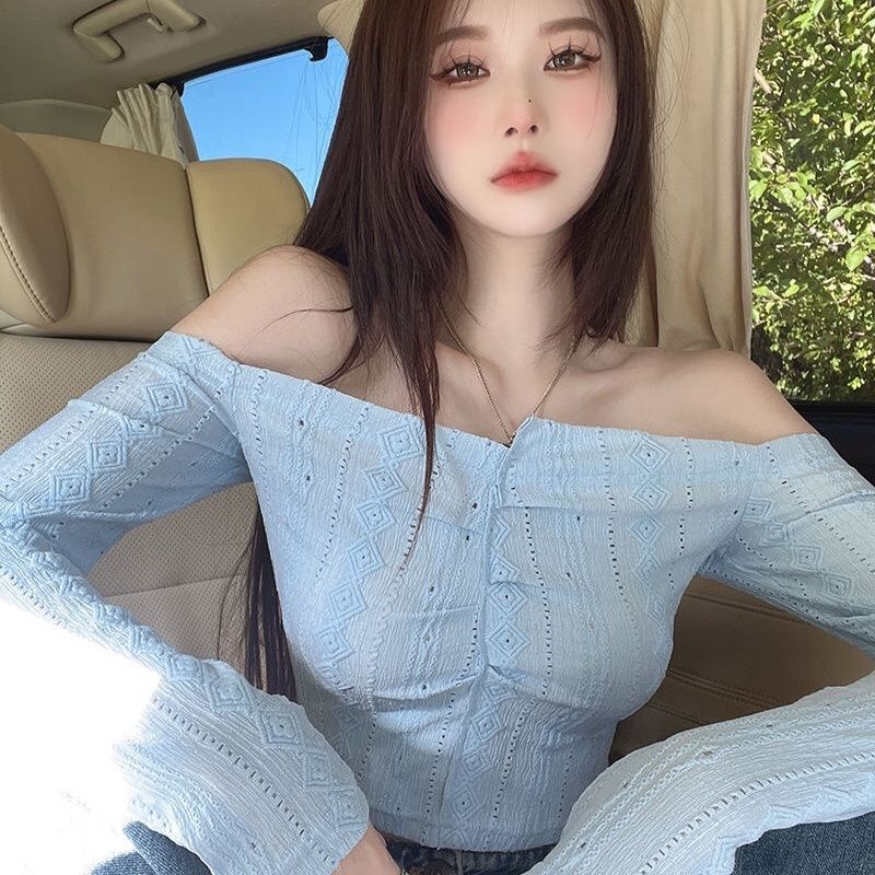 COZOK Áo Thun Tay Dài Thiết Kế Trễ Vai Quyến Rũ