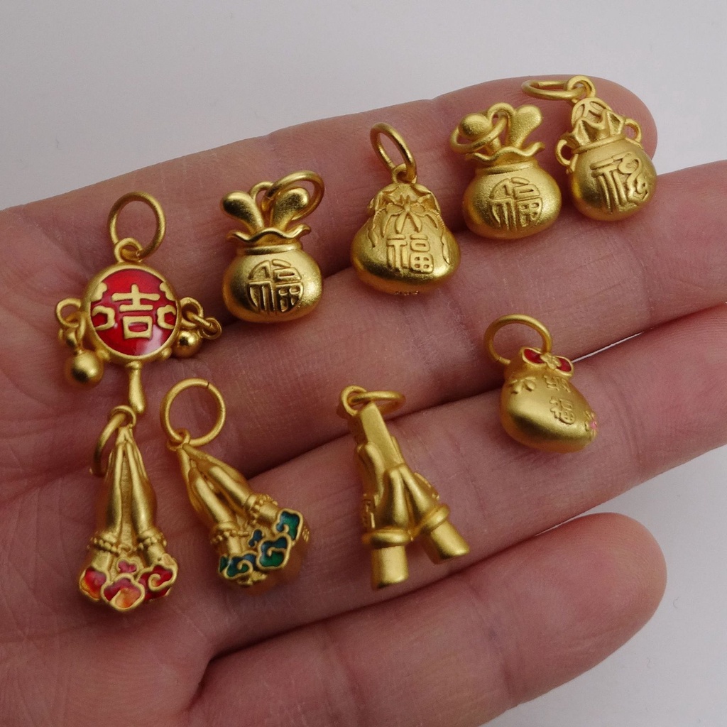 Mặt Dây Chuyền Bằng Đồng Mạ Vàng Hình Bàn Tay Phật May Mắn