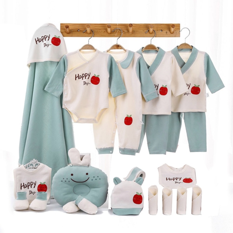 Bộ 20 Món Áo Tay Dài + Yếm + Nón + Khăn Tay Chất Liệu Cotton Thời Trang Cho Bé