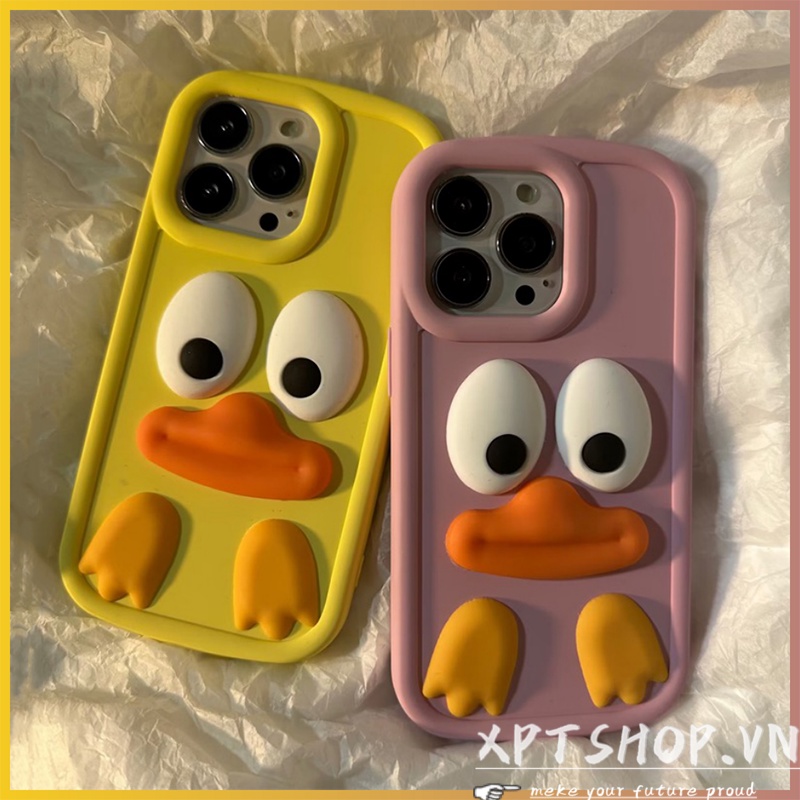 Ốp Điện Thoại Mềm Chống Sốc In Hình Vịt Hồng / Xanh Dương Bề Mặt Nhám Cho iPhone14 14Plus 13 12 11 Pro Max