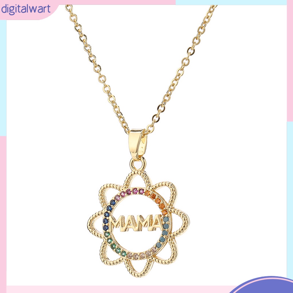 Vòng cổ Mặt Chữ MAMA Và Hoa Hướng Dương Đính Đá Nhiều Màu Thời Trang Cho Nữ