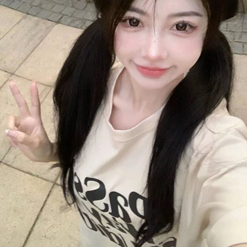COZOKC Áo Thun Ngắn Tay Dáng Rộng In Hình Monogram Thời Trang