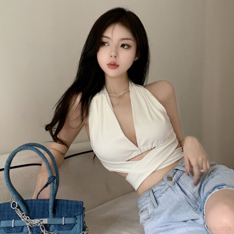 Áo Croptop Sát Nách Hở Lưng Cổ Chữ V Khoét Sâu Phong Cách Hàn Quốc