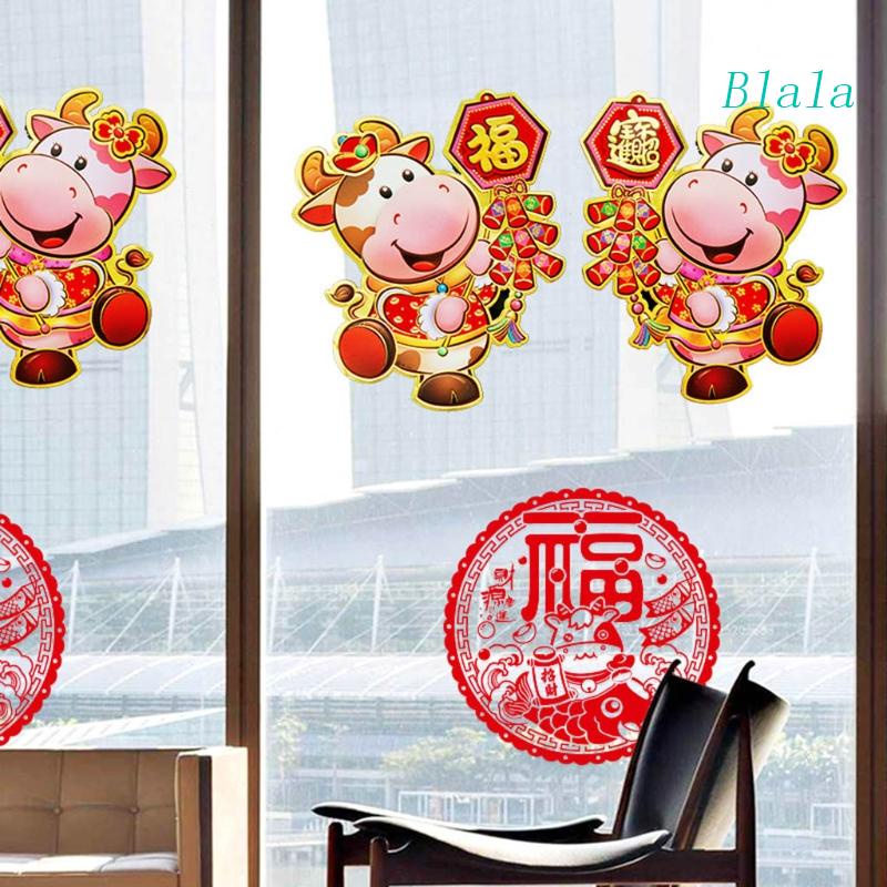 Miếng Dán Trang Trí Cửa Hai Mặt Họa Tiết Hoạt Hình Năm Mới 2021