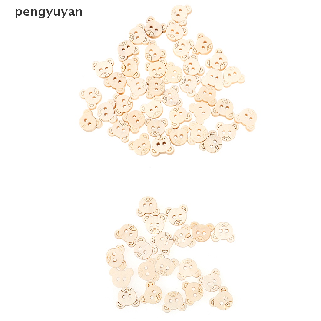 Set 20 Nút Gỗ 2 Lỗ Hình Gấu Teddy 13x11mm Dành Cho Trẻ Em