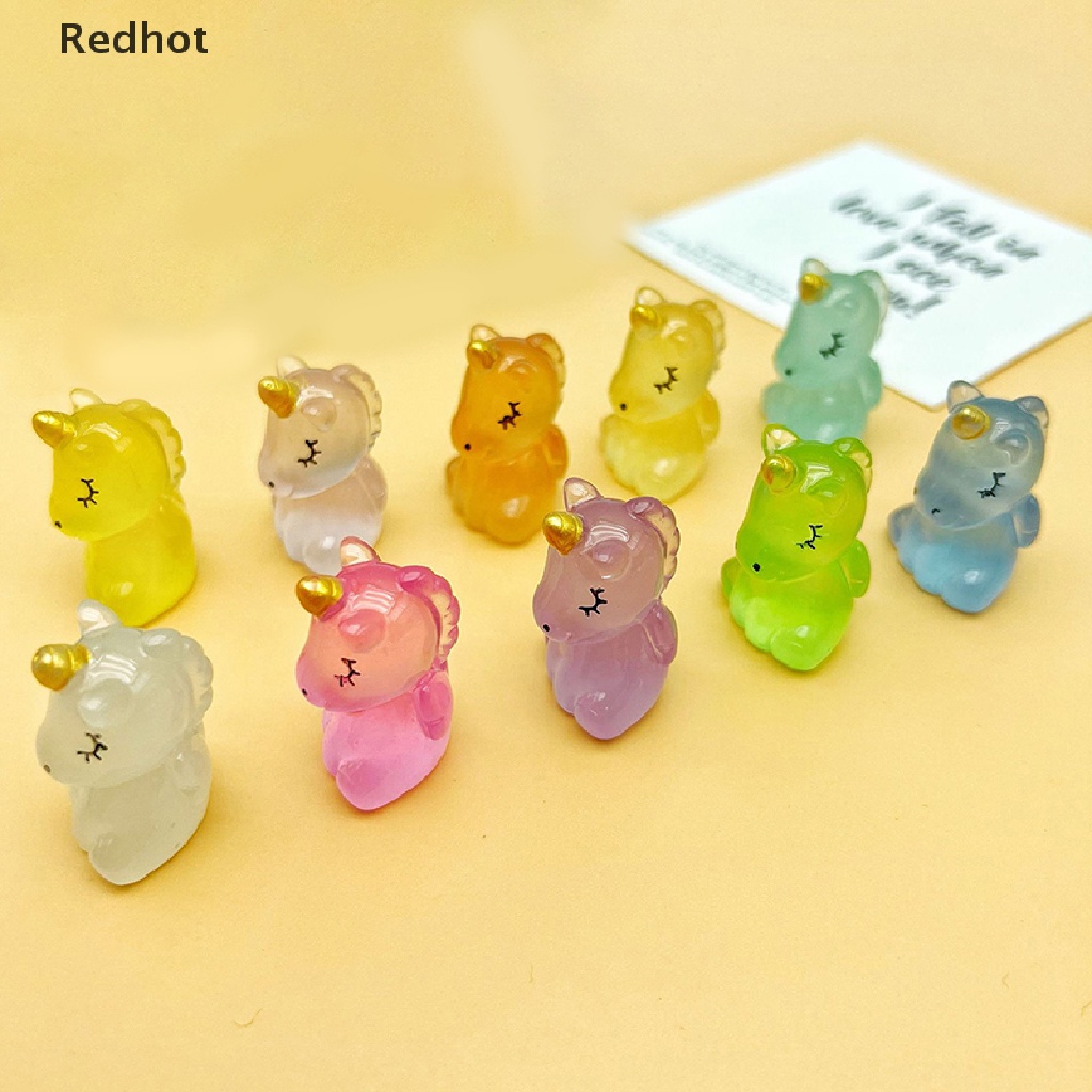 Bộ 2 Tượng Ngựa Hoạt Hình Phát Sáng Bằng Nhựa Resin Trang Trí Tiểu Cảnh