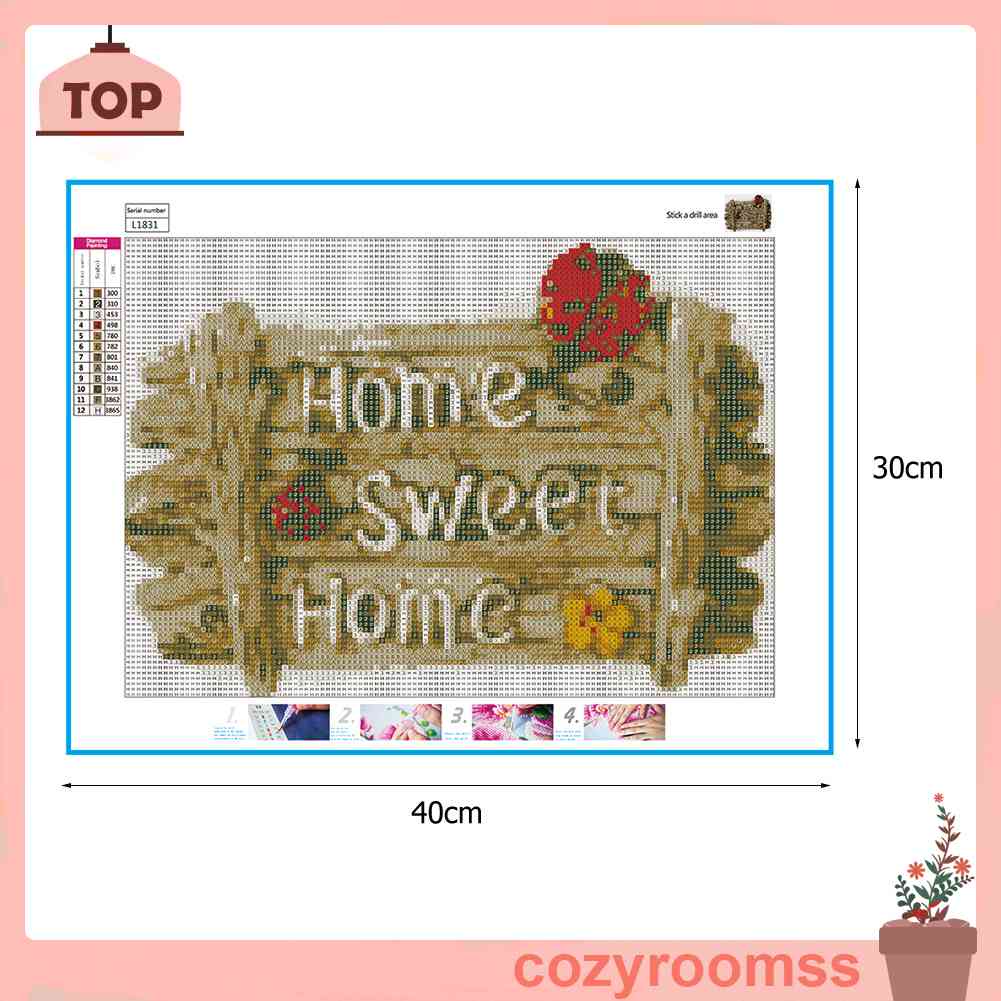 Tranh Đính Đá Kim Cương Toàn Bộ 5D DIY Hình Vẽ Ngôi Nhà Ngọt Ngào