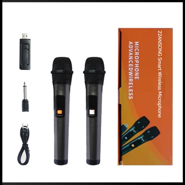 Micro Không Dây Zevaret S22 UHF Usb 3.5mm 6.35mm 1-to-2 Cầm Tay Dùng Để Hát Karaoke
