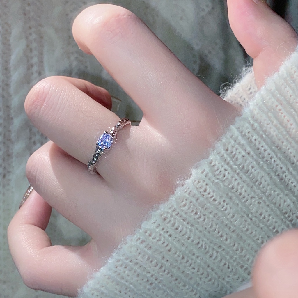 Set 2 Nhẫn Bạc Đính Đá Zircon Thời Trang Cho Nữ