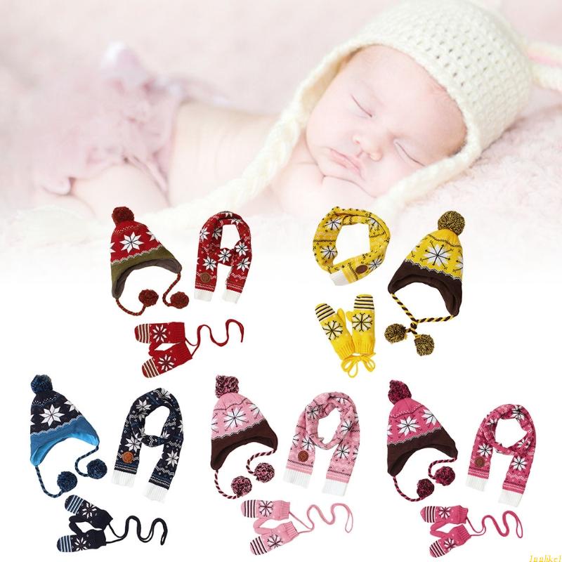 1 Bộ 3 Khăn Choàng Và Nón Len Giữ Ấm Cho Bé