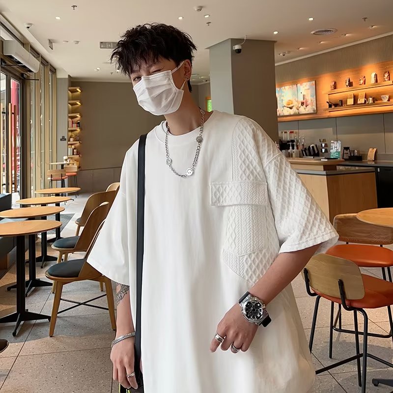 Áo Thun Tay Lỡ Cổ Tròn Dáng Rộng Màu Trơn Thời Trang Mùa Xuân Trẻ Trung Cho Nam