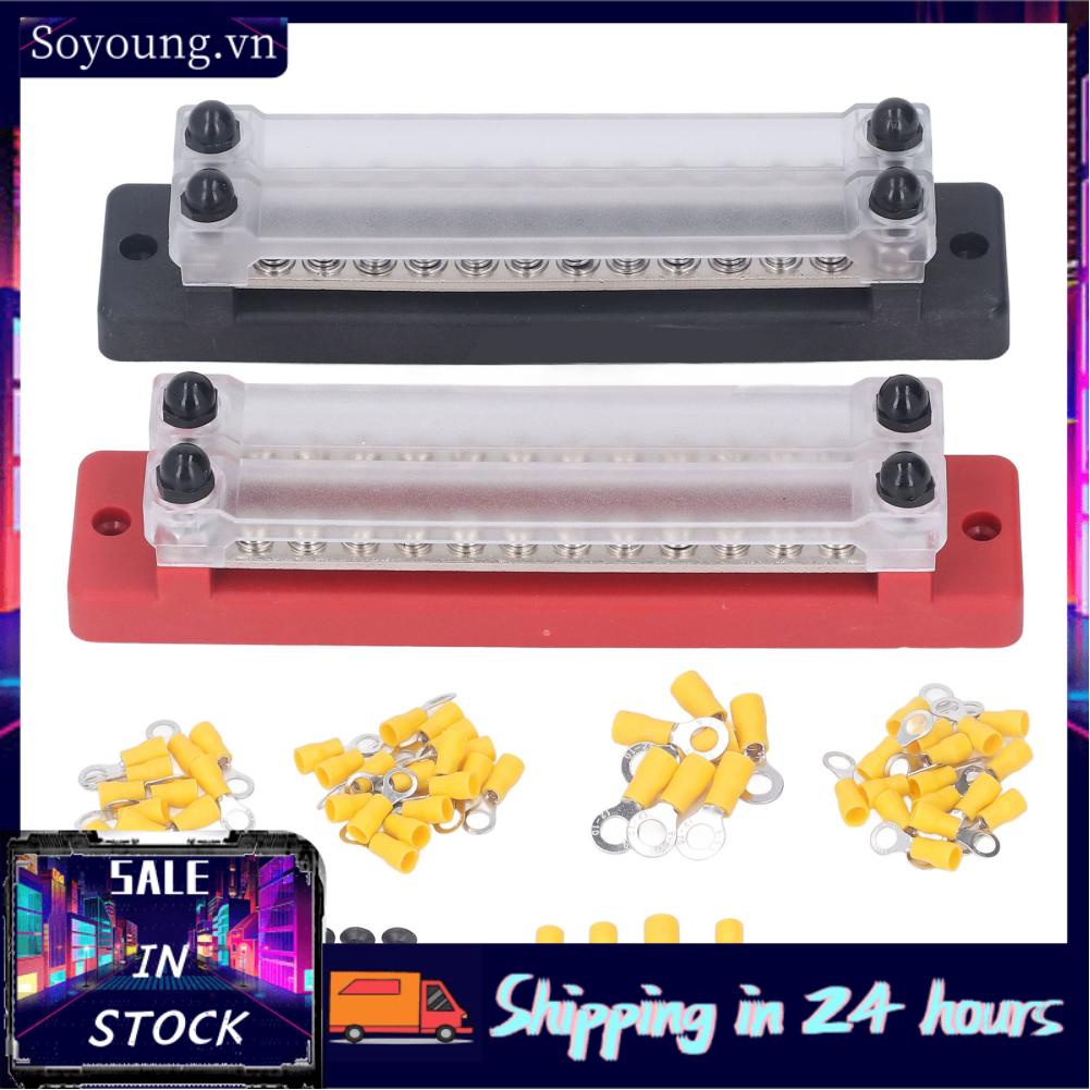 Soyoung Power Distribution Terminal Studs  Lasting Performance Organized Storage Bus Bar Block DC 12-48V 12 Way Rust Proof for Yacht