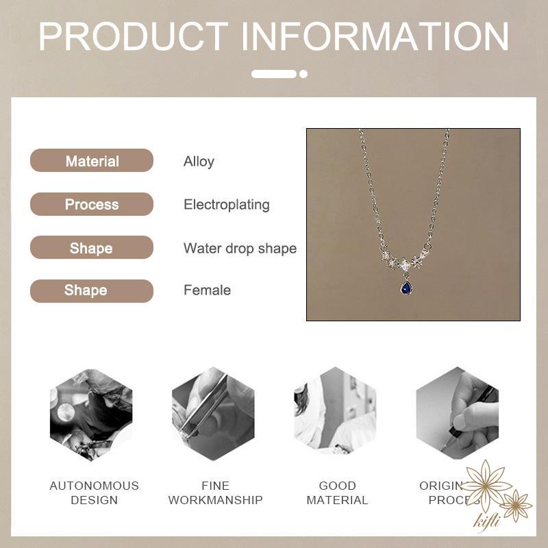 Vòng cổ Hình Giọt Nước Đính Đá Zircon Xanh Thời Trang Sang Trọng Ngọt Ngào Cho Nữ